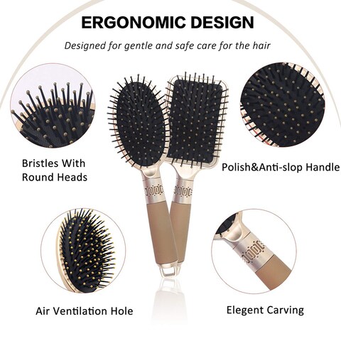 DEO KING 2-Piece Airbag Massage Comb Sets - Large Square And Oval