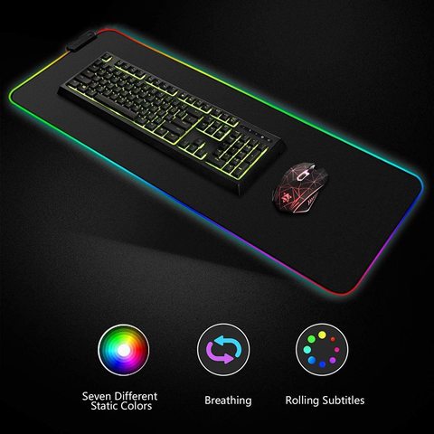 SKY-TOUCH Gaming Mouse Pad, Extra Large Soft Led Extended Mouse pad (10 Lighting Modes), anti-slip Rubber Base Computer Keyboard Mat