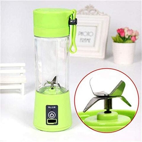 Generic Personal Portable Juicer Blender, 4 Blades Rechargeable Fruit Mixing Machine For Baby Travel 380ml - Green