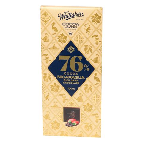 Whittaker&#39;s Cocoa Nicaragua Rich Dark Chocolate 100g