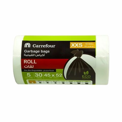 Carrefour 5 Gallon Bio-Degradable Garbage Bag XXS White Pack of 30