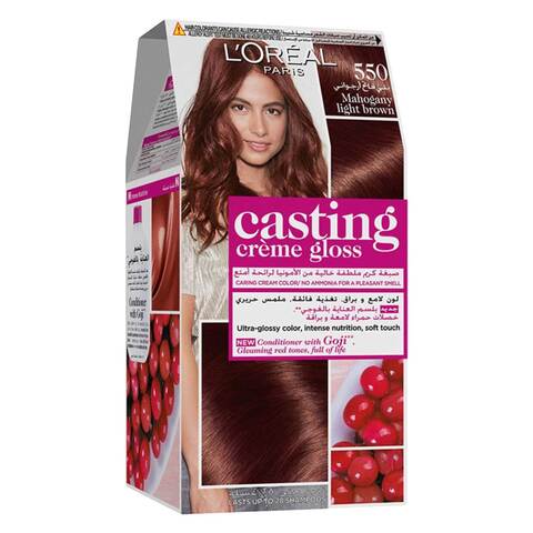 l'oreal paris crème gloss cream color 550mahogany light brown 180ml