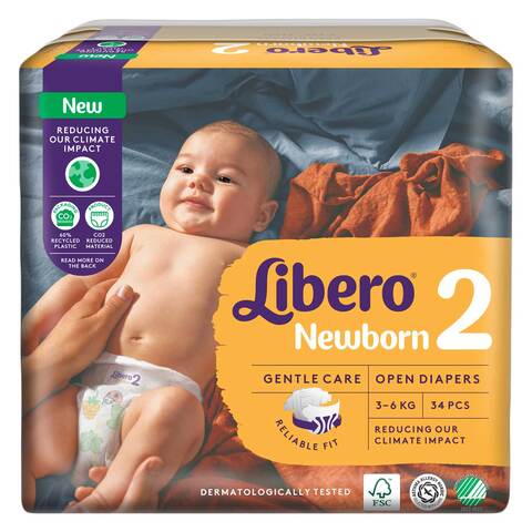 حفاضات ليبيرو للعناية الصحية لحديثي الولادة مقاس 2 34 عدد 3-6 كجم