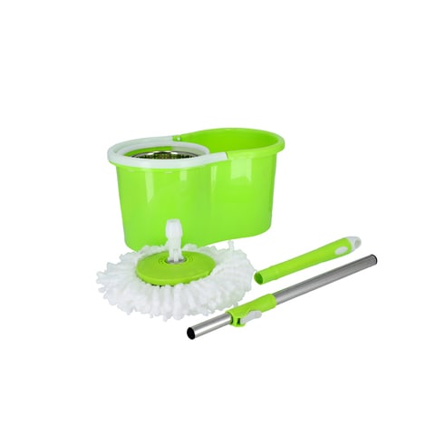 Royalford Rf7709 Mop And Bucket Set - Portable Modern Spin 360 Degree Spinning Mop Bucket Home Cleaner, Extended Easy Press Stainless Steel Handle