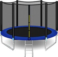 Sky-Touch 10Ft Outdoor Trampoline For Kids Adult, Large Bungee Bed Jumping Mat And Spring Cover Padding With Safety Enclosure Net, Parent, Child Interactive Game Fitness Equipment