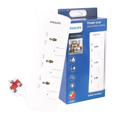 Philips 3 Way Extension Socket With Individual Switch 4m