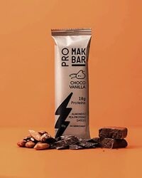 MAK BAR Pro Protein Bar - Vanilla Choco Chip Flavor - 12 count x 55g - 18gr protein snack, 218 Calories - Almonds, Pea Protein &amp; Dates, No added sugar, High Fibre, Vegetarian, Post Workout Meal