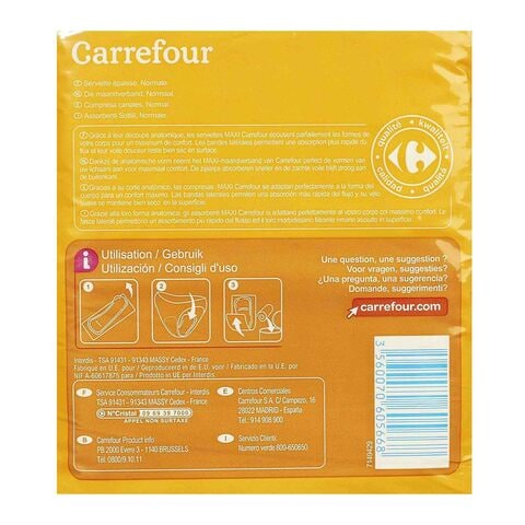 Carrefour Maxi Absorption Comfort And Secure Sanitary Pads White 20 Pads
