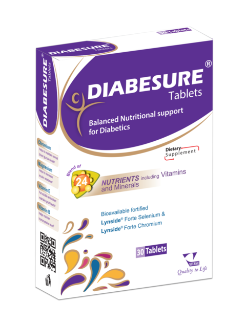 Vitane - Diabesure Blend of 24 nutrients including Vitamins and Minerals for surety of supplement for Diabetes