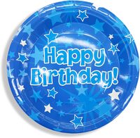 Party Time 6-Pieces Happy Birthday Paper Plates, Blue Stars Design 9inch Disposable Paper Plates For Party Dinnerware, Tableware Set for Wedding, Baby Shower and Birthday Party Supplies