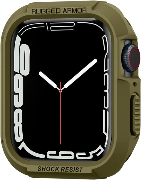 Spigen Rugged Armor Protector designed for Apple Watch Case Series 8/7 (45mm) and Series SE2/6/SE/5/4 (44mm) - Olive Green