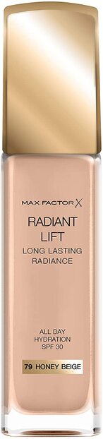 Buy Max Factor Radiant Lift Liquid Pump Medium To Full Coverage Radiant Finish Foundation With Spf30 And Hyaluronic Acid, 079 Honey Beige, Medium Skin Tone, 30ml in UAE