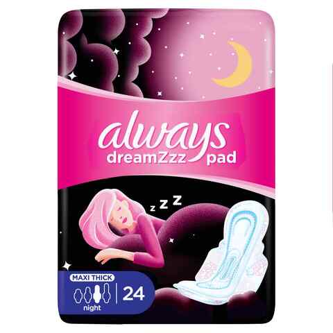 Always Cottony Soft Maxi Thick Night sanitary Pads with Wings 24 Pads