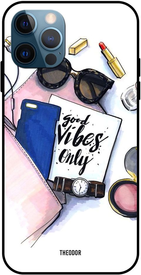 Theodor - Apple iPhone 12 Pro 6.1 Inch Case Good Vibes Only Flexible Silicone Cover