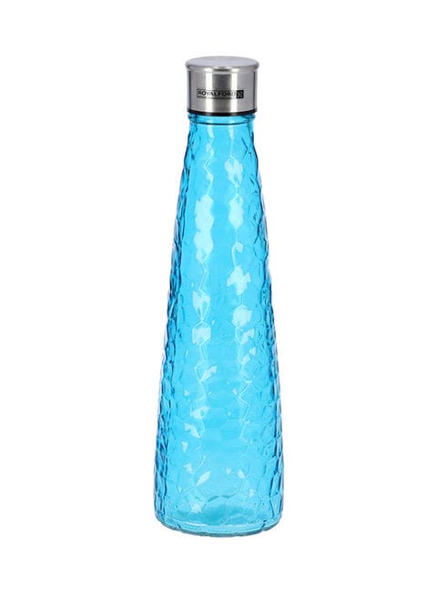 Royalford Glass Water Bottle With Painting Silver/Blue 750ml