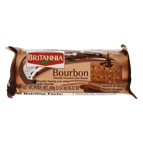 بريتانيا بوربون بسكويت كريمي بنكهة الشوكولاتة 90 غرام علبة من 8 قطع
