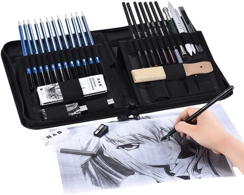 32pcs/Set Professional Drawing Sketch Pencil Kit Including Sketch Pencils  Graphite & Charcoal Pencils Sticks Erasers Sharpeners with Carrying Bag for  Art Supplies Students price in Saudi Arabia,  Saudi Arabia