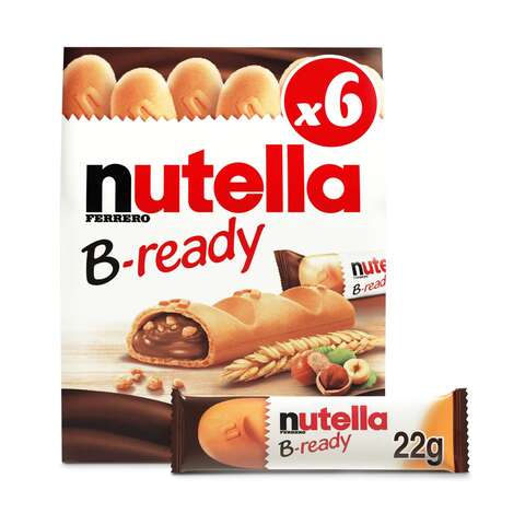 Nutella B-Ready Chocolate Hazelnut Spread Filled Wafer Bar 22g Pack of 6