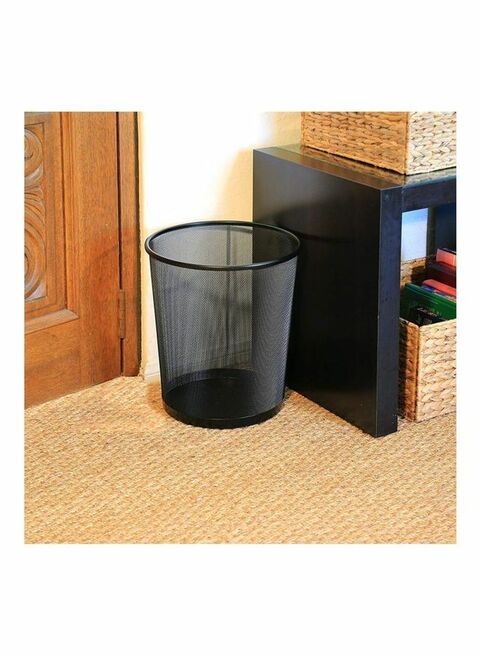 Generic 3-Piece Round Mash Waste Basket Trash Black