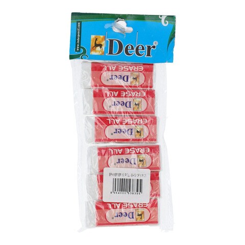 Deer Eraser Poly Bag 6 Pcs