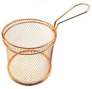 Deep Frying Bronze Basket Strainer for Frying Items (Round Strainer), Multi-Purpose Kitchen Accessory (Pack of 1 Unit).