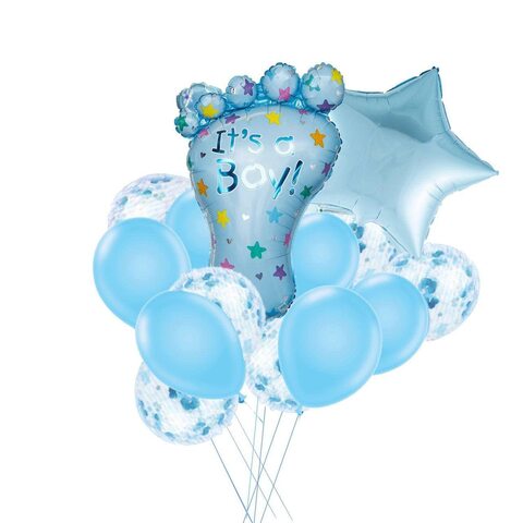 Blue and silver baby best sale shower decorations