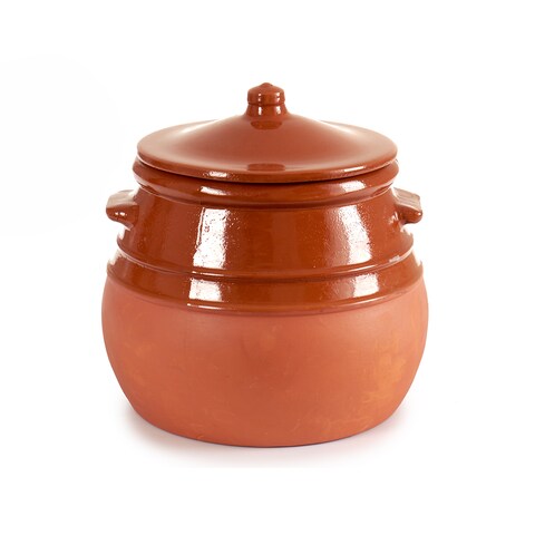 Arte Regal Brown Terracotta Belly Cooking Pot 3.5 Liter, Sapin