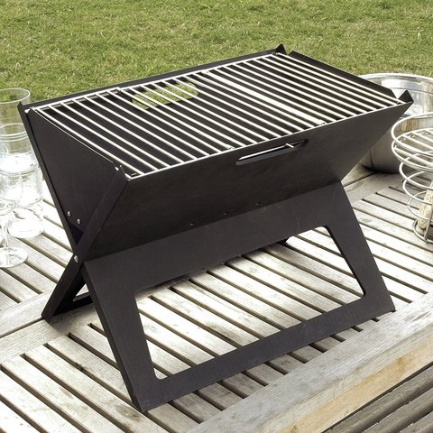 NOTEBOOK PORTABLE FLAT-FOLDING BBQ CHARCOAL GRILL