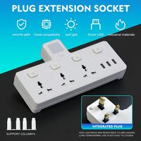 SKY-TOUCH Multi-Plug Extension Socket with 3 USB, Extender Wall Socket with 3 Electrical Outlets, Electrical Power Extender Outlet Adaptor for Home, Office, and Kitchen White