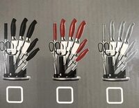 Kitchen Knife Set, 9 Pieces Chef Knife Sets with Spinning Block, High Carbon Stainless Steel Kitchen Steak Bread Knives Set with Knife Sharpener Kitchen Shear Acrylic Block, Assorted colors