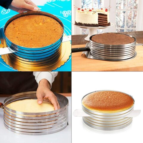 Cake Adjustable Stainless Steel Mousse Mould Layer Cake Slicer Kit