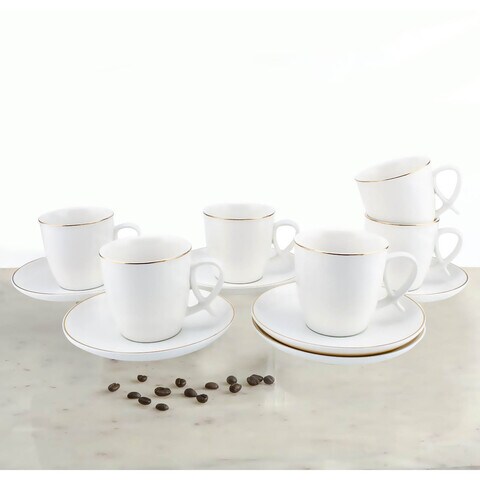 Shallow Cup And Saucer Set White 200ml 12 PCS