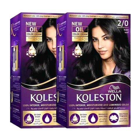 Buy Wella Koleston Oil Permanent Hair Colour Cream 2/0 Black 142ml Pack of  2 Online - Shop Beauty & Personal Care on Carrefour UAE