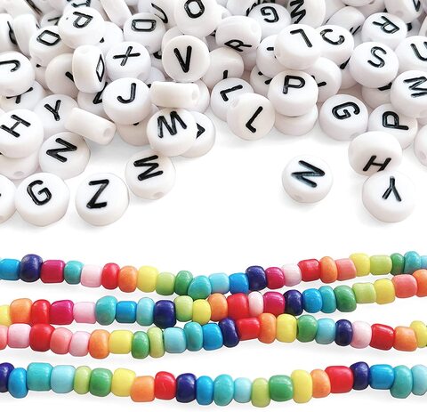 1 Set Glass Seed Beads Set Acrylic Letter Beads With Stretch Cords For Name  Bracelets Jewelry