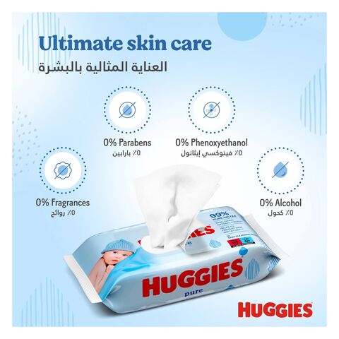 Huggies Pure Baby Wipes, 99% Pure Water Wipes, 1 Pack x 56 Wipes