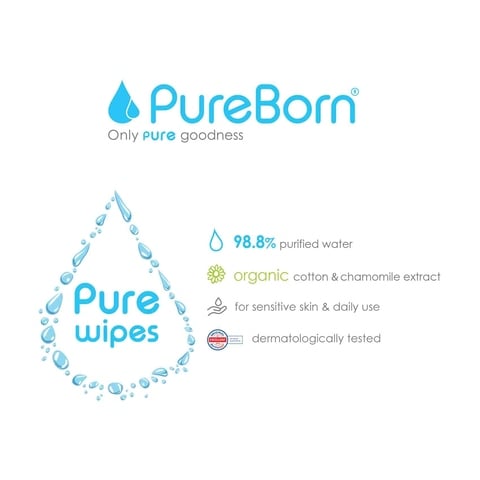 Pureborn Chemical Free 60 Wet Wipes
