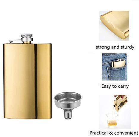 Cohiba 4166C 8oz Stainless Steel Drinking Flask with Funnel and Cups Gift Set 