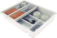 Aiwanto Storage Box Storage Tray Cutlery Tray for Spoon Fork Storage Rack Drawer Organizers   Drawer Dividers for Flatware and Kitchen Utensils (White)