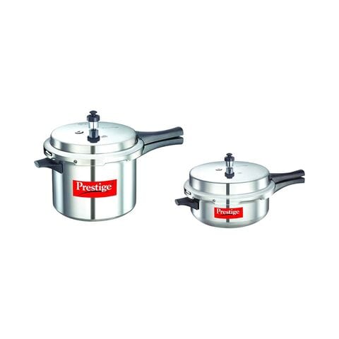 Prestige Aluminium Pressure Cooker 7.5L With Deep Senior Pressure Pan Silver 3.8L