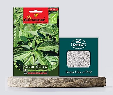 Green Mallow Seeds AG0187 with Agriculture Perlite Box 5 LTR. by GARDENZ
