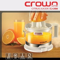 Crownline CJ-268 Citrus Juicer, Capacity: 500 ml jug, 2 juicer cones, 220-240V, 50/60 Hz, Power: 19W