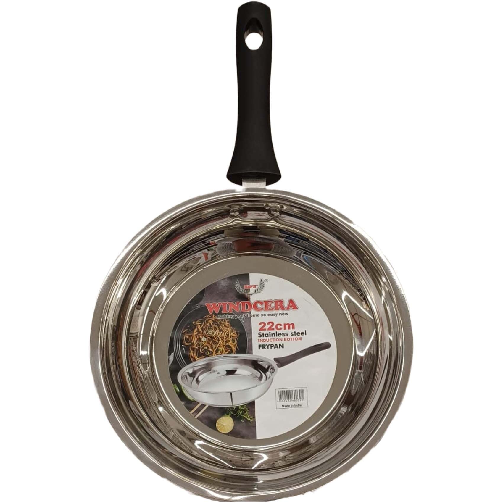 Saflon Stainless Steel 12 Inch Fry Pan with Glass Lid