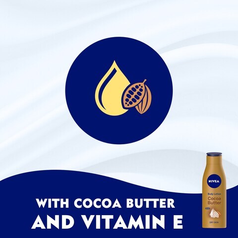 NIVEA Body Lotion Dry Skin, Cocoa Butter Vitamin E, 250ml
