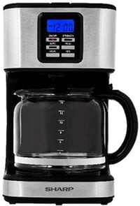 Sharp 950W 15 Cup 12 Hours Programmable Coffee Maker With 1.8L Glass Carafe And Keep Warm Feature For Drip Coffee And Espresso, Black Hm Dx41 S3, 1 Years Warranty, Silver