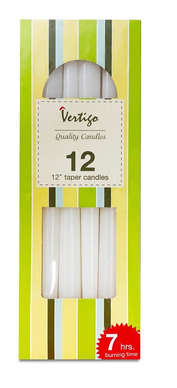 White Taper Candles 12in 12Pcs/Box
