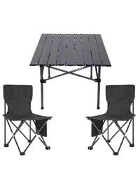 SKY-TOUCH Outdoor Camping Folding 1pcs Table+2pcs Chair,Lightweight Folding Table and Chair with Aluminum Table Top, Easy to Carry, Perfect for Outdoor, Picnic, Cooking, Beach, Hiking, Fishing