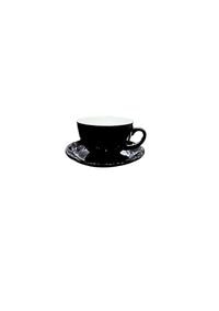 Liying 12Pcs Porcelain Cups And Saucers Set - Black Colour Tea Set - 200Ml Cup 6Pcs And Saucer 6Pcs Set For Idle Tea, Turkish Coffee, Espresso And Cappuccino