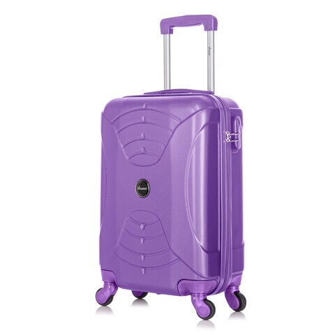 Senator Hard Case Cabin Suitcase Luggage Trolley For Unisex ABS Lightweight Travel Bag with 4 Spinner Wheels KH2005 Highlight Purple