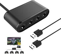 MoKo Game Cube Controller Adapter for Switch, 3 in 1 GC Controller Adapter with 4 Ports for Nintendo Switch, WiiU, PC - Black