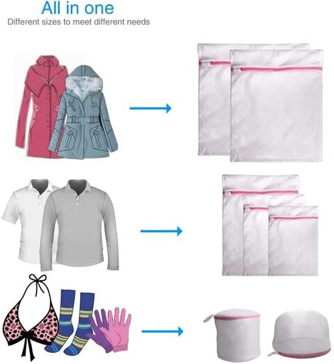 AllTopBargains Mesh Laundry Bags Delicate Clothes Zipper Wash Bag Net Underwear Bra Wash Travel, Infant Unisex, Size: 13.5, White